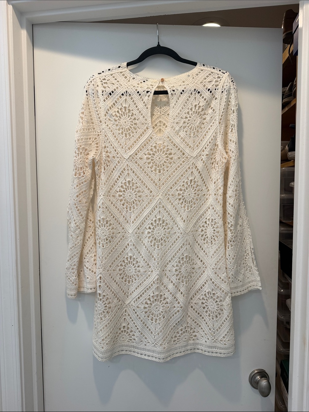 White Crochet Long-Sleeve dress - Picture 5 of 5